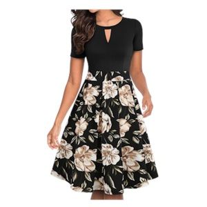🆕❗YATHON Women's Vintage Floral Flared A-Line Swing Casual Party Dress